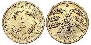 5 Reichpfennig 魏瑪共和國 (1919 - 1933) 黃銅 