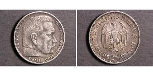 5 Reichsmark Troisième Reich (1933-1945) Argent Paul von Hindenburg
