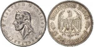 5 Reichsmark Troisième Reich (1933-1945) Argent Friedrich von Schiller