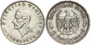 5 Reichsmark Troisième Reich (1933-1945) Argent Friedrich von Schiller