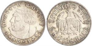 5 Reichsmark Troisième Reich (1933-1945) Argent Martin Luther