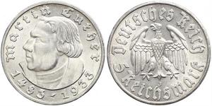 5 Reichsmark Troisième Reich (1933-1945) Argent Martin Luther