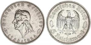 5 Reichsmark Troisième Reich (1933-1945) Argent Friedrich von Schiller