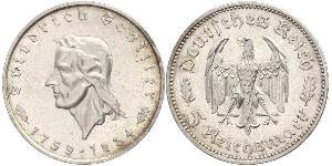 5 Reichsmark Troisième Reich (1933-1945) Argent Friedrich von Schiller