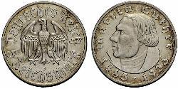 5 Reichsmark Germania nazista (1933-1945) Argento Martin Lutero