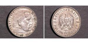5 Reichsmark Germania nazista (1933-1945) Argento Paul von Hindenburg