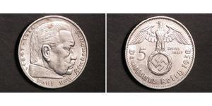 5 Reichsmark Germania nazista (1933-1945) Argento Paul von Hindenburg
