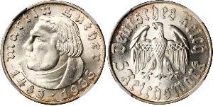 5 Reichsmark Germania nazista (1933-1945) Argento Martin Lutero