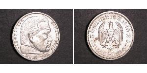 5 Reichsmark Germania nazista (1933-1945) Argento Paul von Hindenburg