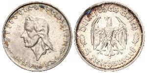 5 Reichsmark Germania nazista (1933-1945) Argento Friedrich Schiller