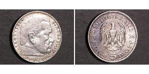 5 Reichsmark Germania nazista (1933-1945) Argento Paul von Hindenburg