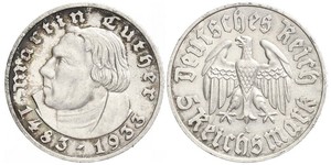 5 Reichsmark Germania nazista (1933-1945) Argento Martin Lutero