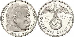 5 Reichsmark Germania nazista (1933-1945) Argento Paul von Hindenburg