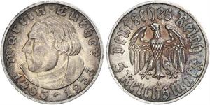 5 Reichsmark Germania nazista (1933-1945) Argento Martin Lutero