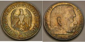 5 Reichsmark Germania nazista (1933-1945) Argento Paul von Hindenburg