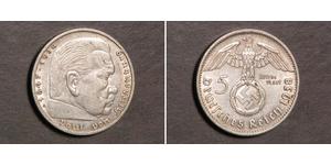 5 Reichsmark Germania nazista (1933-1945) Argento Paul von Hindenburg