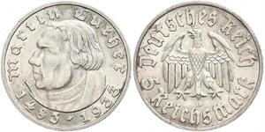 5 Reichsmark Germania nazista (1933-1945) Argento Martin Lutero