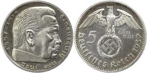 5 Reichsmark Germania nazista (1933-1945) Argento Paul von Hindenburg