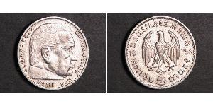5 Reichsmark Germania nazista (1933-1945) Argento Paul von Hindenburg