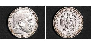 5 Reichsmark Germania nazista (1933-1945) Argento Paul von Hindenburg