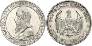5 Reichsmark Repubblica di Weimar (1918-1933) Argento Eberhard I, Count of Württemberg