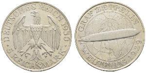 5 Reichsmark Repubblica di Weimar (1918-1933) Argento 