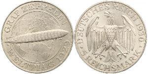 5 Reichsmark Repubblica di Weimar (1918-1933) Argento 