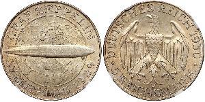 5 Reichsmark Repubblica di Weimar (1918-1933) Argento 