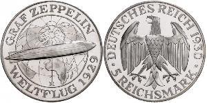 5 Reichsmark Repubblica di Weimar (1918-1933) Argento 