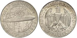 5 Reichsmark Repubblica di Weimar (1918-1933) Argento 
