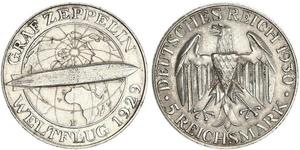 5 Reichsmark Repubblica di Weimar (1918-1933) Argento 