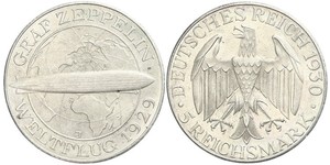 5 Reichsmark Repubblica di Weimar (1918-1933) Argento 