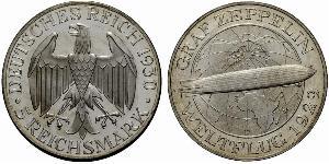5 Reichsmark Repubblica di Weimar (1918-1933) Argento 