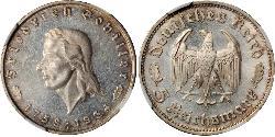 5 Reichsmark Alemania nazi (1933-1945) Plata Friedrich Schiller