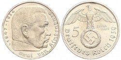 5 Reichsmark Alemania nazi (1933-1945) Plata Paul von Hindenburg