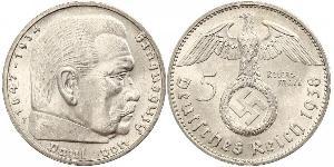 5 Reichsmark Alemania nazi (1933-1945) Plata Paul von Hindenburg