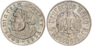 5 Reichsmark Alemania nazi (1933-1945) Plata Martín Lutero