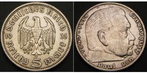 5 Reichsmark Alemania nazi (1933-1945) Plata Paul von Hindenburg