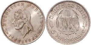 5 Reichsmark Alemania nazi (1933-1945) Plata Friedrich Schiller