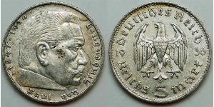5 Reichsmark Alemania nazi (1933-1945) Plata Paul von Hindenburg