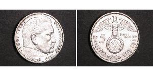 5 Reichsmark Alemania nazi (1933-1945) Plata Paul von Hindenburg