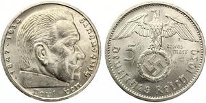 5 Reichsmark Alemania nazi (1933-1945) Plata Paul von Hindenburg