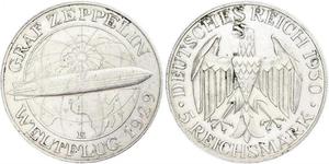 5 Reichsmark República de Weimar (1918-1933) Plata 