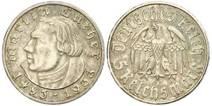 5 Reichsmark Deutsches Reich (1933-1945) Silber Martin Luther