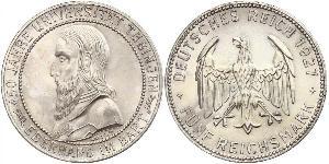 5 Reichsmark Weimarer Republik (1918-1933) Silber Eberhard I. (Württemberg, Graf)