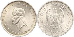 5 Reichsmark Nazi Germany (1933-1945) Silver Friedrich Schiller