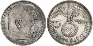 5 Reichsmark Nazi Germany (1933-1945) Silver Paul von Hindenburg