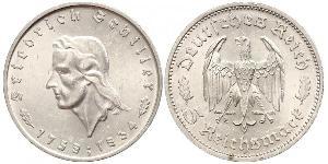 5 Reichsmark Nazi Germany (1933-1945) Silver Friedrich Schiller