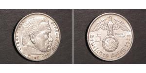 5 Reichsmark Nazi Germany (1933-1945) Silver Paul von Hindenburg