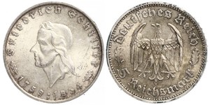 5 Reichsmark Nazi Germany (1933-1945) Silver Friedrich Schiller